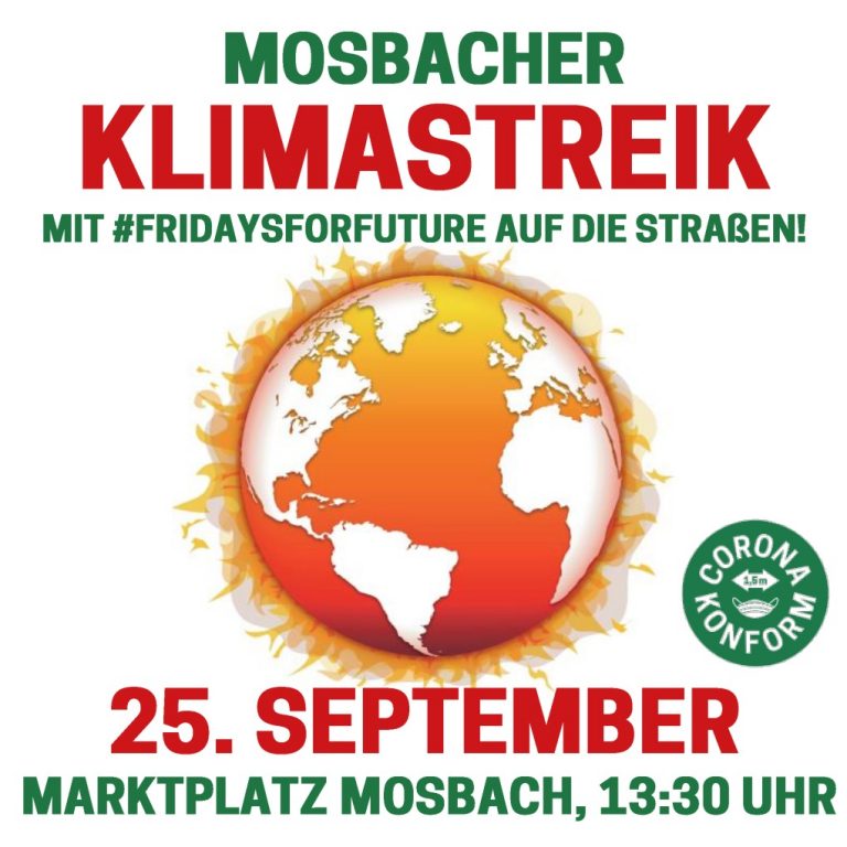 Einladung: Kundgebung am 25. September auf dem Mosbacher Marktplatz zum Globalen Klimastreik