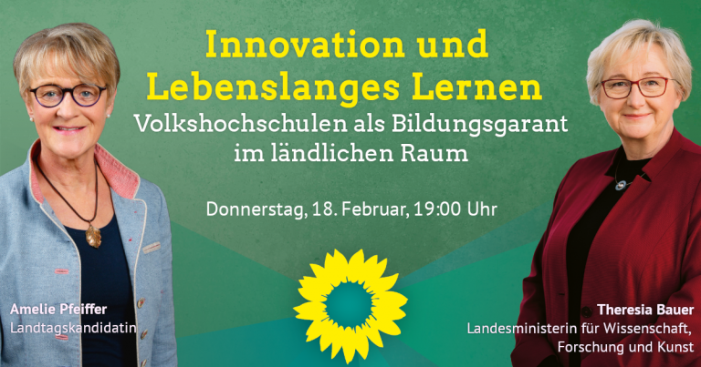 Innovation und Lebenslanges Lernen: Onlineveranstaltung mit Theresia Bauer MdL
