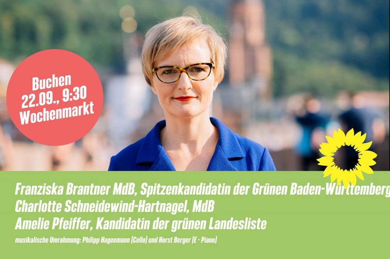 Einladung: Dr. Franziska Brantner und Musik auf Buchener Wochenmarkt (22. September)