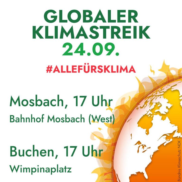 Einladung: Klimastreik auch in Buchen und Mosbach am 24. September